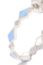 Mosaic Single Hoop Earrings, 18k White Gold & Diamonds